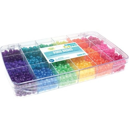 Advantus Pony Bead Box, 6 Colors, 3 Finishes, 2300 Piece, Assorted AVTSUL55467